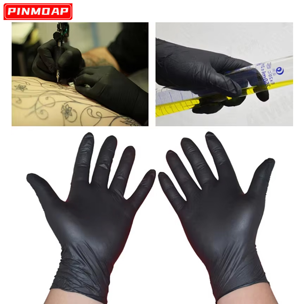 Medical Gloves - 10/50 szt. Jednorazowe czarne rękawiczki nitrylowe