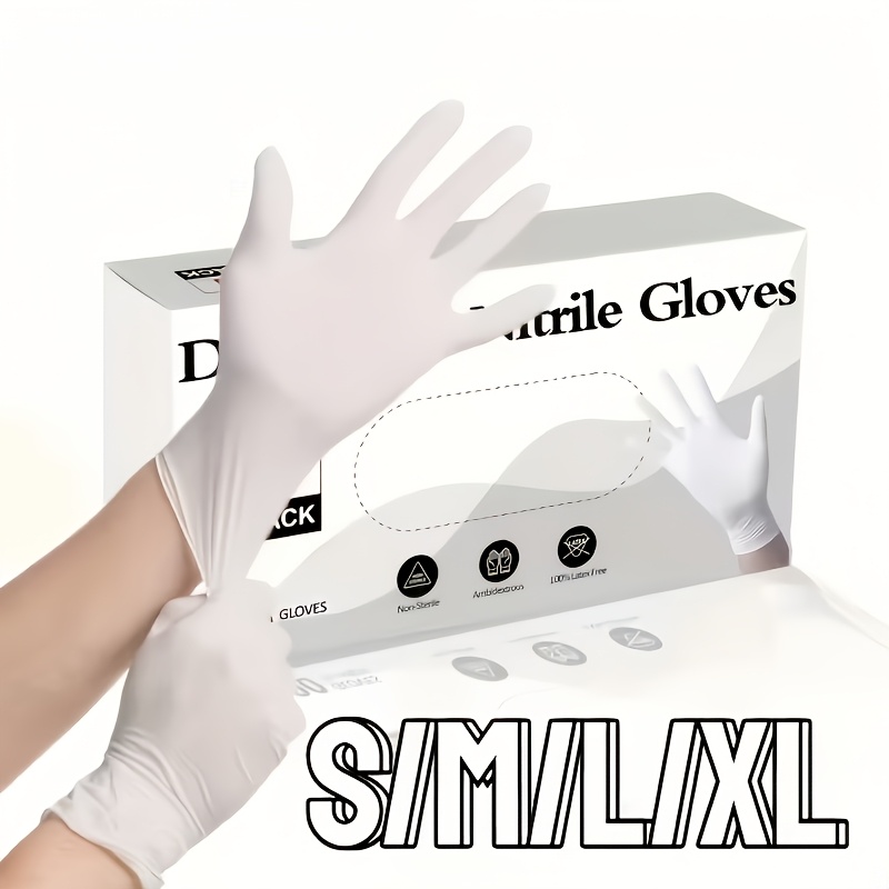 Medical Gloves - Wytrzymałe białe rękawice nitrylowe, antypoślizgowe i